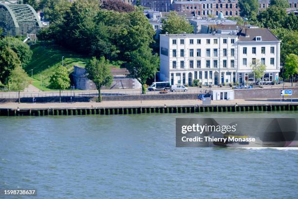 Water taxi sales on the Nieuwe Maas on August 12, 2023 in Rotterdam, Netherlands. The fast water taxis can take passengers to over fifty different...