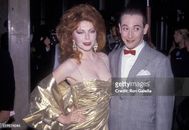 Actress Cassandra Peterson and actor Paul Reubens attend the 42nd Annual Golden Globe Awards on January 26, 1985 at the Beverly Hilton Hotel in...