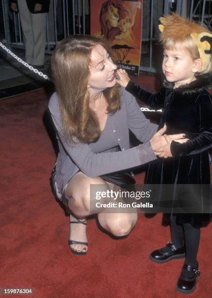 Actress Cassandra Peterson and daughter Sadie Pierson attend the "The Lion King 2: Simba's Pride" Westwood Premiere on October 20, 1998 at the...