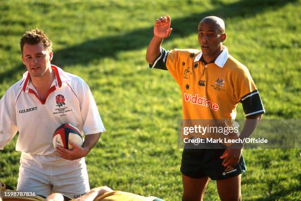 October 2001, Leicester - Rugby - English National Divisions v Australia - Alex Birkby alongside George Gregan of Australia.
