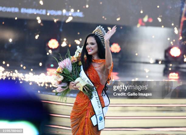 Natasha Joubert at the 2023 Miss South Africa Final at SunBet Arena on August 13, 2023 in Pretoria, South Africa. The national beauty pageant selects...