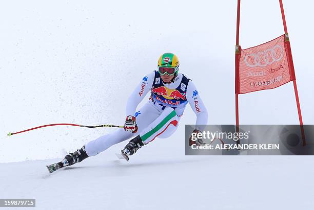 Italy's Siegmar Klotz competes during the men's downhill training session at the 73rd edition of the Kitzbuehel-Hahnenkamm race as part of the 2013...