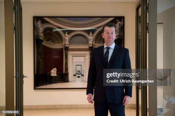 Henning Kreke, President and CEO of Douglas Holding AG before the annual press conference at the Industry Club on January 22, 2013 in Duesseldorf,...