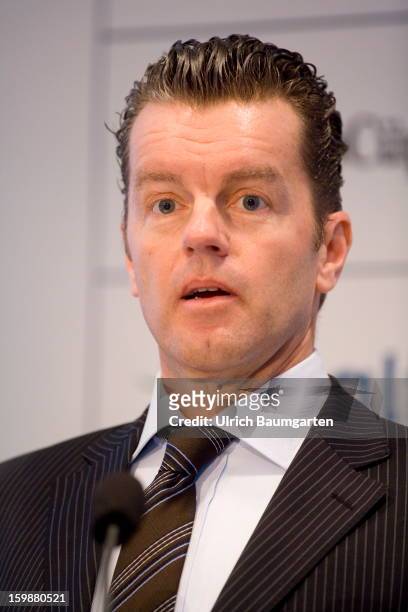 Henning Kreke, President and CEO of Douglas Holding AG attends the annual press conference at the Industry Club on January 22, 2013 in Duesseldorf,...
