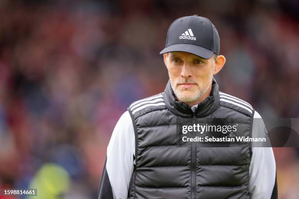 Head coach Thomas Tuchel of FC Bayern München looks on prior to the pre-season friendly match between FC Bayern München and AS Monaco at Sportpark...