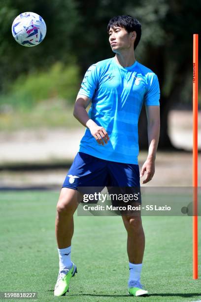 Daichi Kamada of SS Lazio during the SS Lazio training session at the Formello sport centre on August 07, 2023 in Rome, Italy.