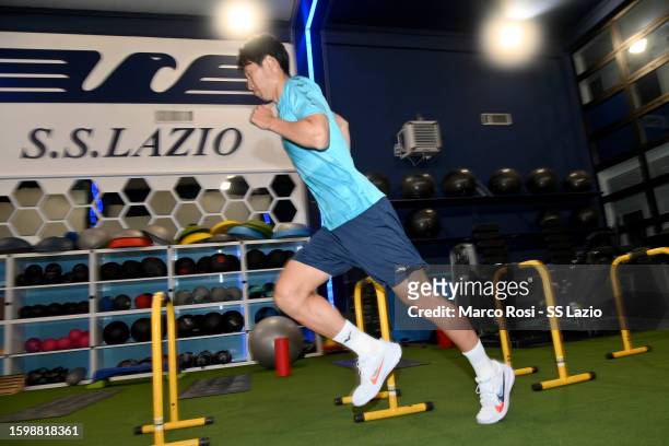 Daichi Kamada of SS Lazio during the SS Lazio training session at the Formello sport centre on August 07, 2023 in Rome, Italy.