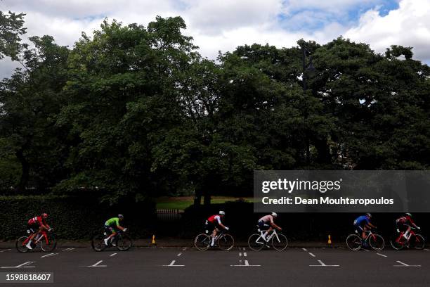 Gold medal winner, Mathieu Van Der Poel of The Netherlands competes in the 96th UCI Cycling World Championships Glasgow 2023, Men Elite Road Race a...