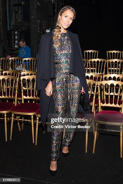 Aleksandra Melnichenko attends the Ulyana Sergeenko Spring/Summer 2013 Haute-Couture show as part of Paris Fashion Week at Theatre Marigny on January...