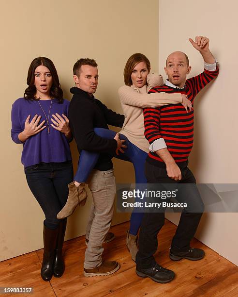 Actor Casey Wilson, director Chris Nelson, actors June Diane Raphael and Paul Scheer pose for a portrait during the 2013 Sundance Film Festival at...