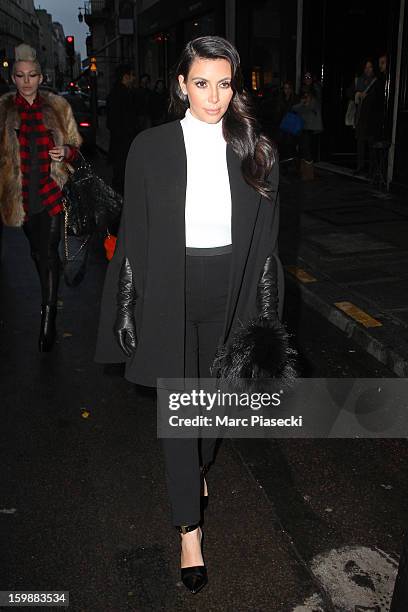 Kim Kardashian is seen leaving the 'Costes' restaurant on January 22, 2013 in Paris, France.