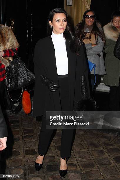 Kim Kardashian is seen leaving the 'Costes' restaurant on January 22, 2013 in Paris, France.