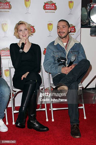 Actors Evan Rachel Wood and Shia LaBeouf attend the Stella Artois hosted Press Junket for The Necessary Death of Charlie Countryman on January 22,...