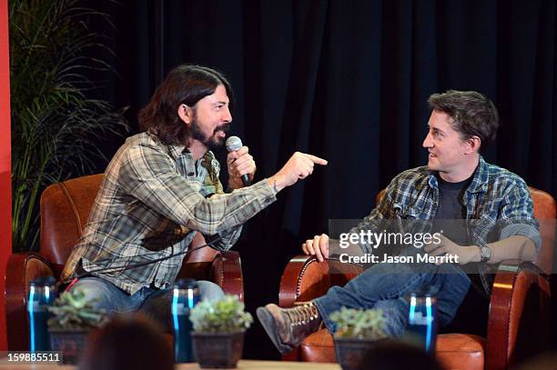 Dave Grohl and David Gordon Green attend the Cinema Cafe Presented By Chase Sapphire Preferred at Filmmaker Lodge during 2013 Sundance Film Festival...