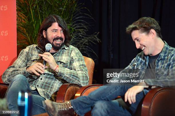 Dave Grohl and David Gordon Green attend the Cinema Cafe Presented By Chase Sapphire Preferred at Filmmaker Lodge during 2013 Sundance Film Festival...