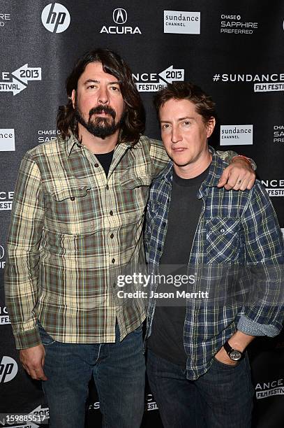 Dave Grohl and David Gordon Green attend the Cinema Cafe Presented By Chase Sapphire Preferred at Filmmaker Lodge during 2013 Sundance Film Festival...