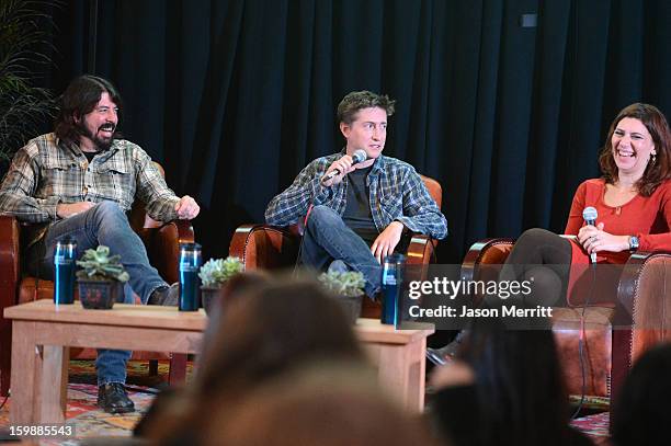 Dave Grohl. David Gordon Green and Melena Ryzik attend the Cinema Cafe Presented By Chase Sapphire Preferred at Filmmaker Lodge during 2013 Sundance...