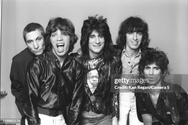 The Rolling Stones are photographed at the Camera 5 studios in 1977 in New York City. CREDIT MUST READ: Ken Regan/Camera 5 via Contour by Getty...