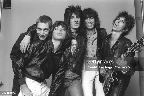 The Rolling Stones are photographed at the Camera 5 studios in 1977 in New York City. CREDIT MUST READ: Ken Regan/Camera 5 via Contour by Getty...