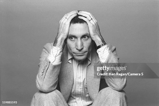 Charlie Watts of the Rolling Stones is photographed at the Camera 5 studios in 1977 in New York City. CREDIT MUST READ: Ken Regan/Camera 5 via...