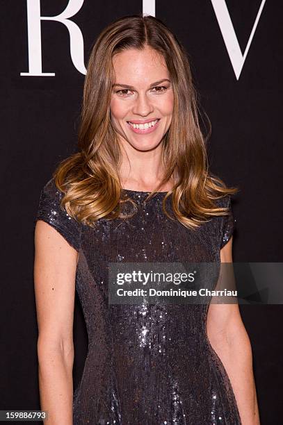 Hilary Swank attends the Giorgio Armani Prive Spring/Summer 2013 Haute-Couture show as part of Paris Fashion Week at Theatre National de Chaillot on...