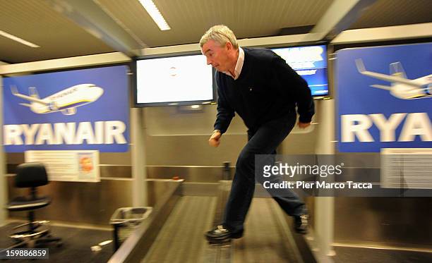 Ryanair CEO Michael O'Leary poses after the press conference at Orio Al Serio Airport on January 22, 2013 in Bergamo, Italy. Ryanair is introducing 4...