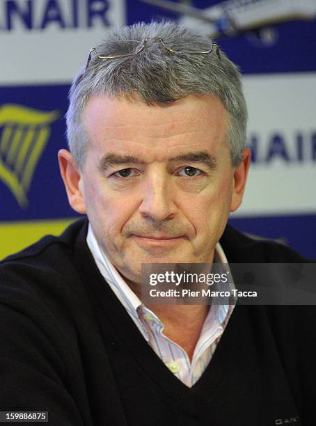 Ryanair CEO Michael O'Leary during a press conference at Orio Al Serio Airport on January 22, 2013 in Bergamo, Italy. Ryanair is introducing 4 new...