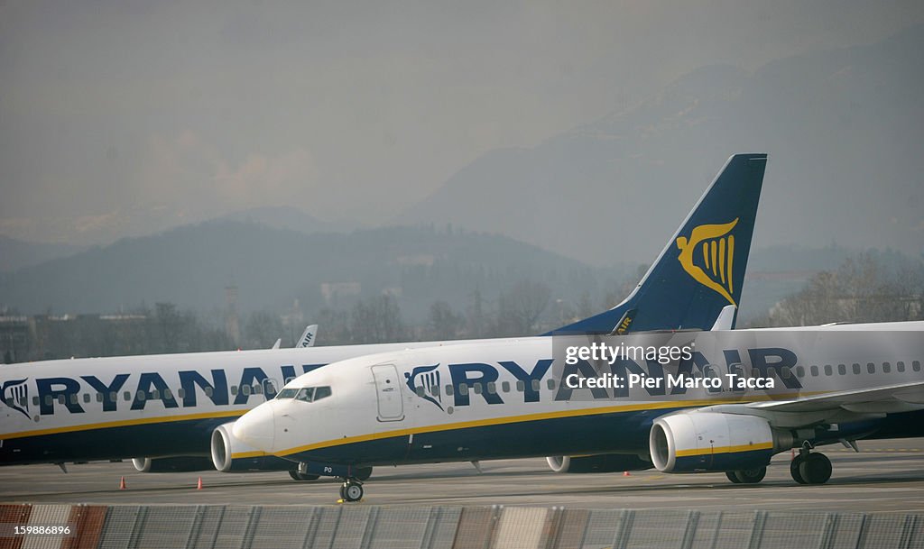 Ryanair CEO Michael O'Leary Holds Press Conference In Bergamo Airport