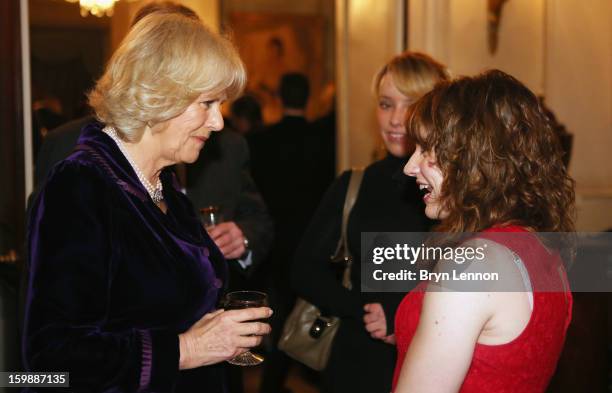 Camilla, Duchess of Cornwall chats to Para-Equestrian Dressage rider Natasha Baker during a reception hosted by the Duchess of Cornwall for the...