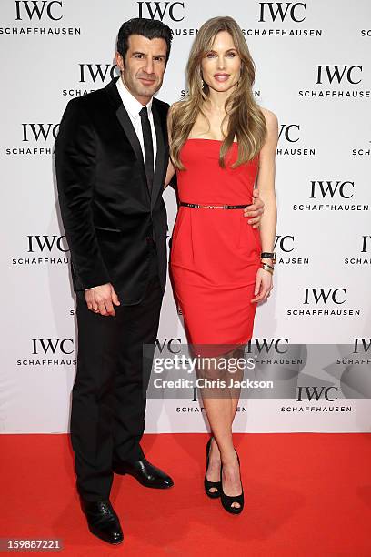 Helen Svedin and Luis Figo attend the IWC Schaffhausen Race Night event during the Salon International de la Haute Horlogerie 2013 at Palexpo on...