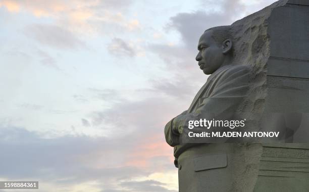 The sculpture of Martin Luther King iseen on August 20011 in Washington DC. The long-awaited dedication of a US national memorial to slain civil...