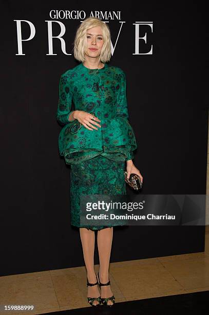 Jelena Perminova attends the Giorgio Armani Prive Spring/Summer 2013 Haute-Couture show as part of Paris Fashion Week at Theatre National de Chaillot...