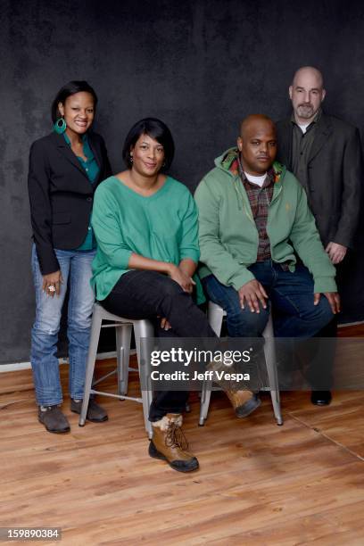 Documentary subject Brandy Alexander, director Dawn Porter, documentary subject Travis Williams, and Founder and CEO of the Southern Public Defender...