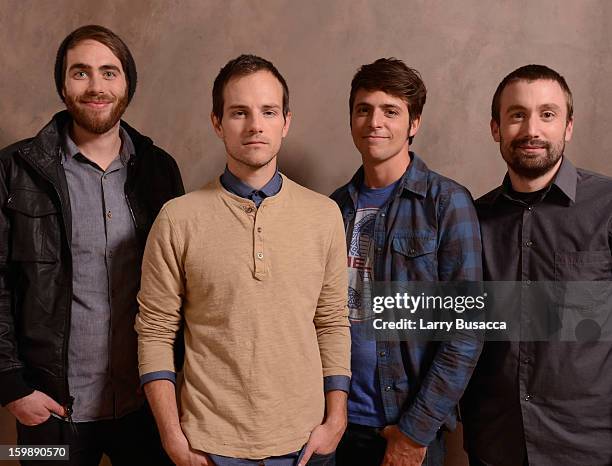 Writer Tyson VanSkiver, actors Steve Hoover and Rocky Braat and producer Danny Yourd pose for a portrait during the 2013 Sundance Film Festival at...