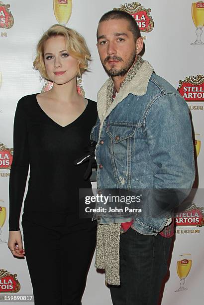 Actors Evan Rachel Wood and Shia LaBeouf attend the Stella Artois hosted Press Junket for "The Neccessary Death of Charlie Countryman" on January 22,...