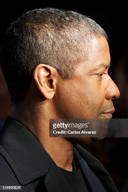 Actor Denzel Washington attends the "Flight" premiere at the Capitol cinema on January 22, 2013 in Madrid, Spain.
