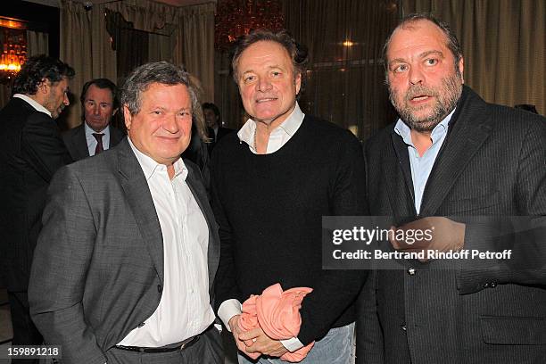 Jean Veil, Guillaume Durand and Eric Dupond-Moretti attend 'La Petite Maison De Nicole' Inauguration Cocktail at Hotel Fouquet's Barriere on January...