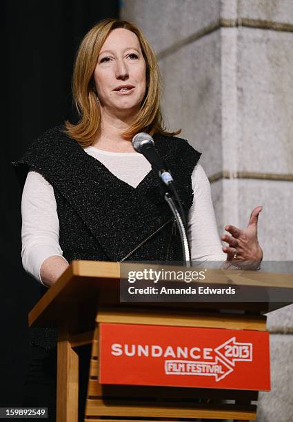 Sundance Institute Executive Director Keri Putnam attends the Once Upon A Quantum Symmetry: Science In Cinema Panel at Egyptian Theatre during the...