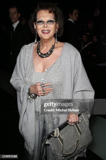 Claudia Cardinale attends the Giorgio Armani Prive Spring/Summer 2013 Haute-Couture show as part of Paris Fashion Week at Theatre National de...