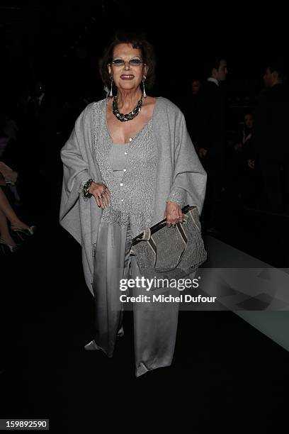 Claudia Cardinale attends the Giorgio Armani Prive Spring/Summer 2013 Haute-Couture show as part of Paris Fashion Week at Theatre National de...