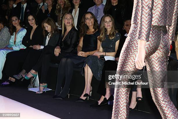 Isabelle Huppert, Uma Thurman, Roberta Armani and Hilary Swank attend the Giorgio Armani Prive Spring/Summer 2013 Haute-Couture show as part of Paris...