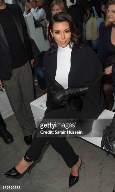 Kim Kardashian attends the Stephane Rolland Spring/Summer 2013 Haute-Couture show as part of Paris Fashion Week at Palais De Tokyo on January 22,...