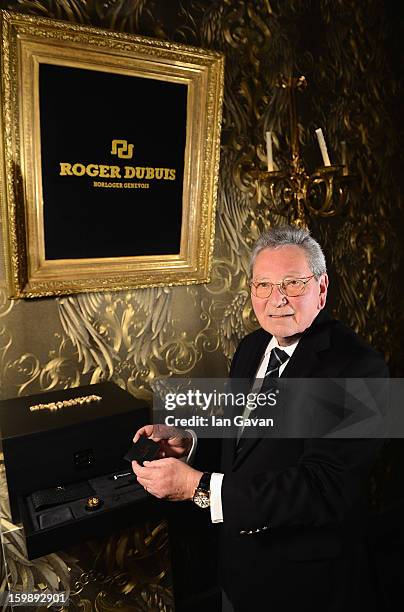 Roger Dubuis, brand ambassador of Roger Dubuis visits the Roger Dubuis booth during the 23rd Salon International de la Haute Horlogerie at the Geneva...