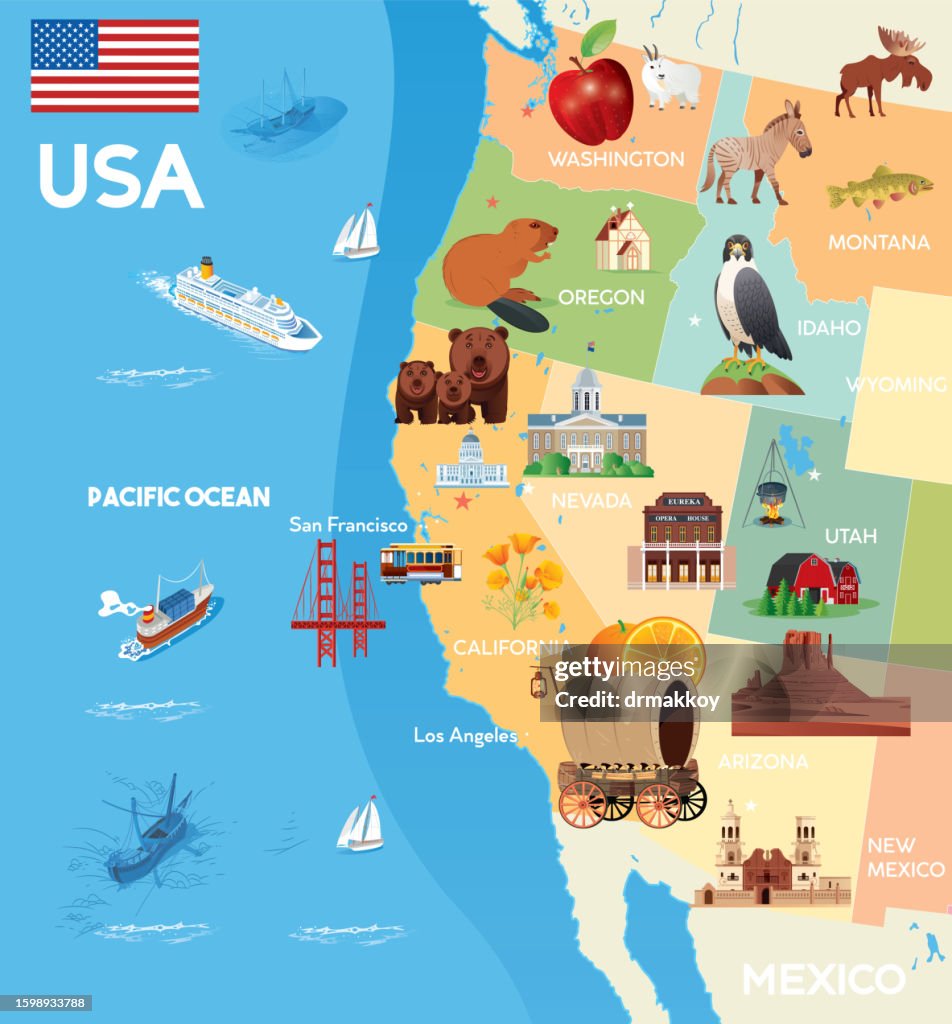 Cartoon Map of USA