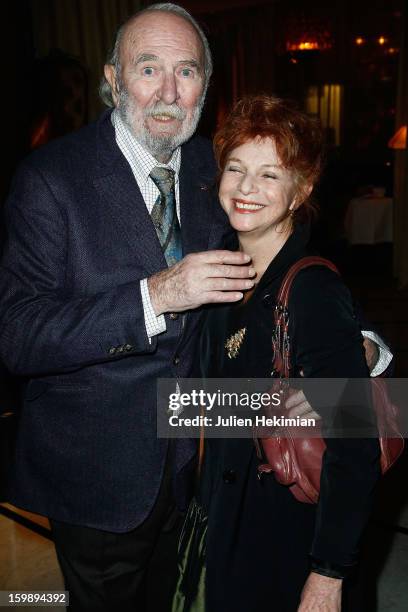 Jean-Pierre Marielle and his wife attend 'La Petite Maison De Nicole' Inauguration Photocall at Hotel Fouquet's Barriere on January 22, 2013 in...