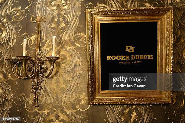 General view in the lounge area of the Roger Dubuis booth during the 23rd Salon International de la Haute Horlogerie at the Geneva Palexpo on January...