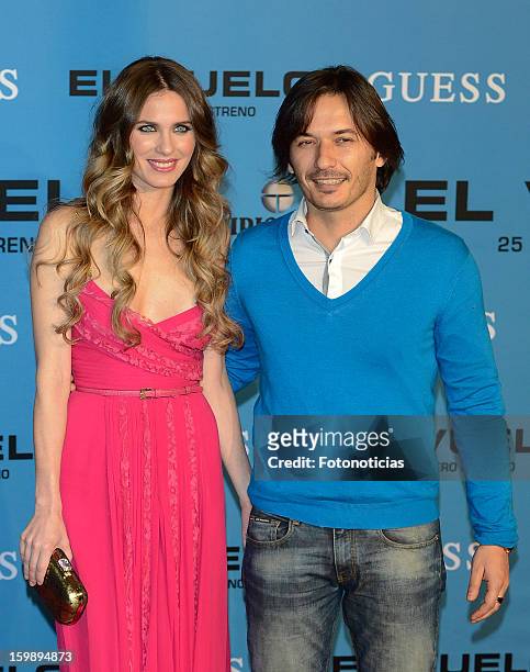 Vanesa Romero and Alberto Caballero attend the premiere of 'El Vuelo' at Capitol Cinema on January 22, 2013 in Madrid, Spain.