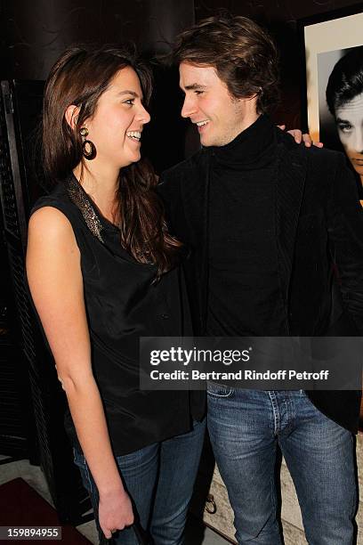 Anouchka Delon and her friend Julien Dereims attend 'La Petite Maison De Nicole' Inauguration Cocktail at Hotel Fouquet's Barriere on January 22,...