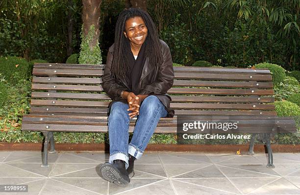 Singer Tracy Chapman attends the Spanish promotion of her new album, "Let it Rain" at Santo Mauro Hotel November 8, 2002 in Madrid, Spain.