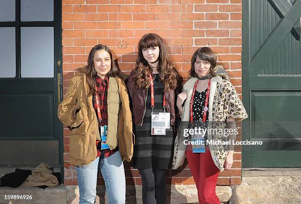 Producer Mariko Munro, actress Gina Piersanti and filmmaker Eliza Hittman attend the Acura Master Class - Emerging Women in Independent Film on...